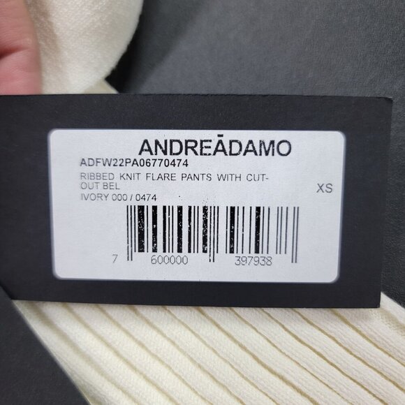 Andreadamo Ivory Ribbed Knit Flare Cutout Pants Womens XS NEW Made in Italy - Picture 9 of 10